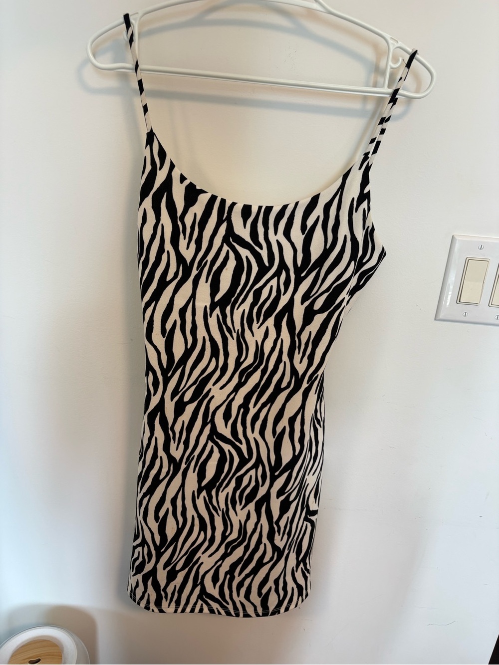 Zebra Print Slip Dress - Black and Cream